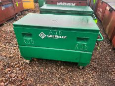 Greenlee Gang Box, with Hinge Lid, Overall Dims.: Aprox. 50” L x 32” W x 34” H, Mounted on Wheels (