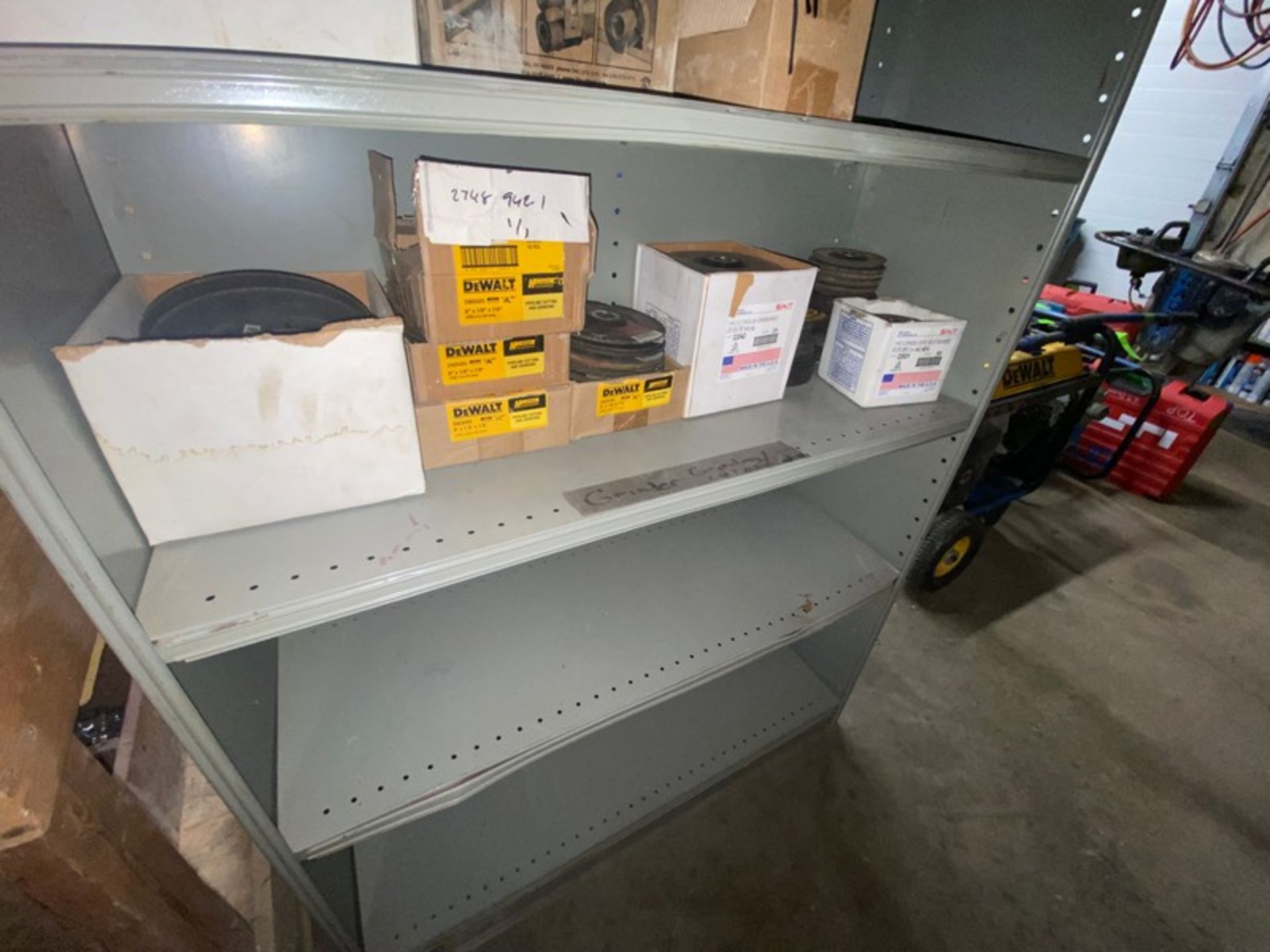 Shelf with Contents, Includes 2" Brushes, Boxes of DeWalt Pipeline Cutting & Grinding, with (2) - Image 7 of 10