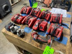 (8) Milwaukee M18 Rapid Chargers, with (1) RedLithium Battery, (2) 14.4 Volt Batteries, (1)