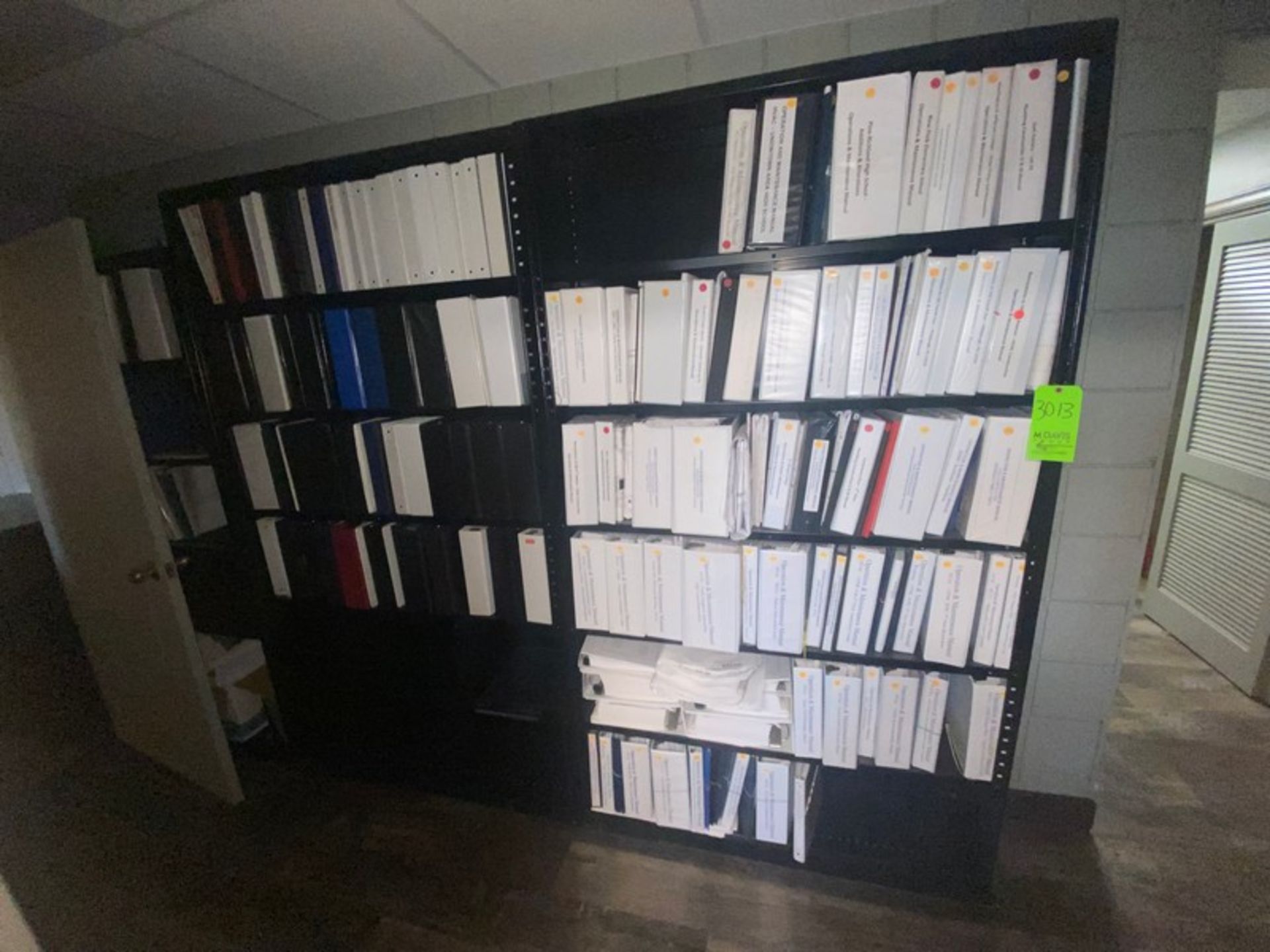 (5) Shelving Units, Assorted Sizes, with Binders (LOCATED IN MONROEVILLE, PA)(RIGGING, LOADING, &