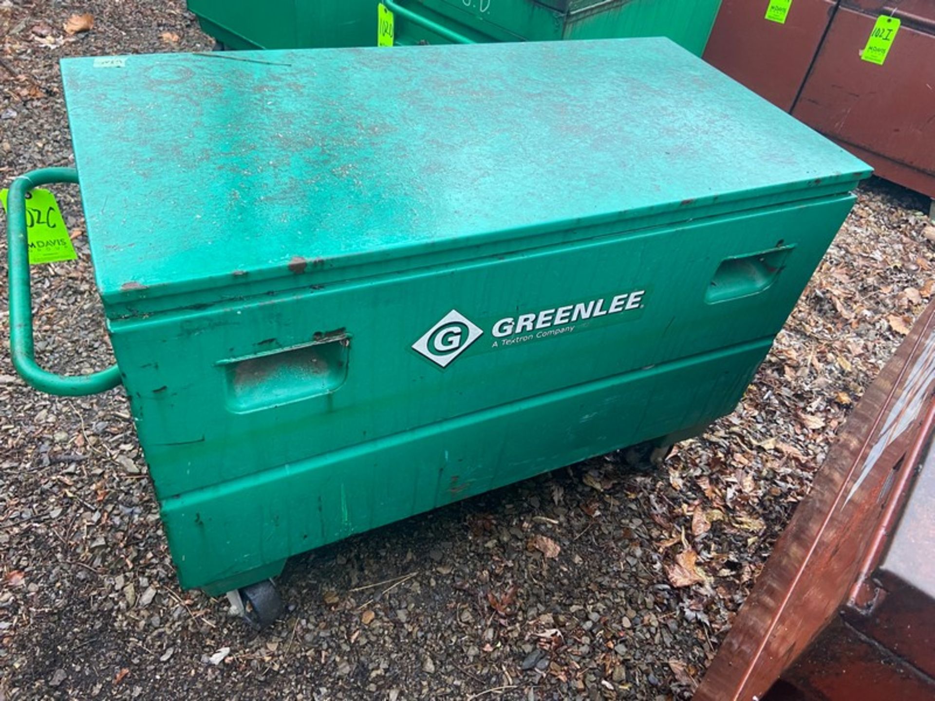 Greenlee Gang Box, with Hinge Lid, Overall Dims.: Aprox. 50” L x 32” W x 34” H, Mounted on Wheels (