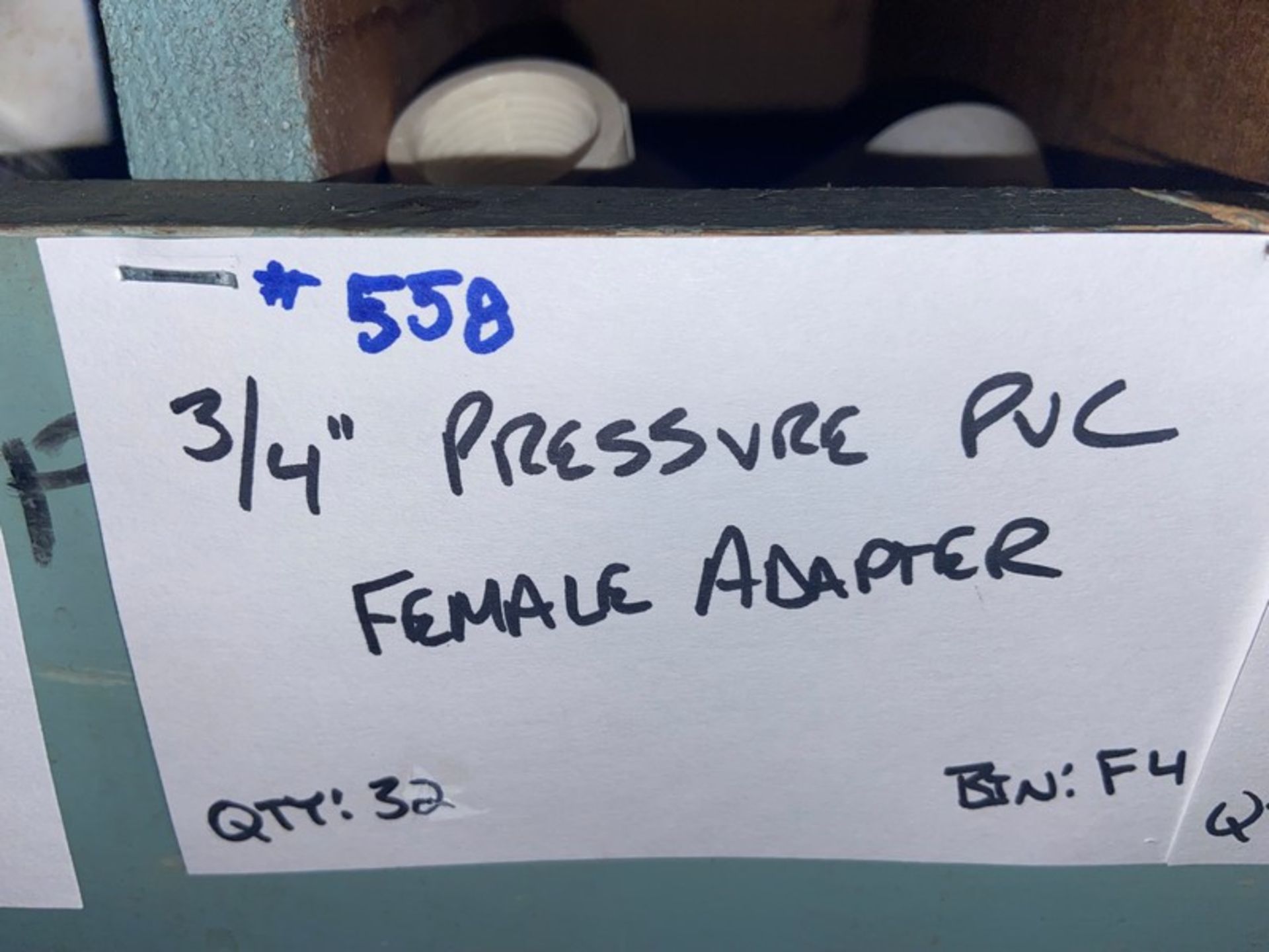 (32) 3/4” Pressure PVC Female Adapter (Bin:F4), Includes (9) 3/4” Pressure PVC Male Adapter (Bin: - Image 20 of 20