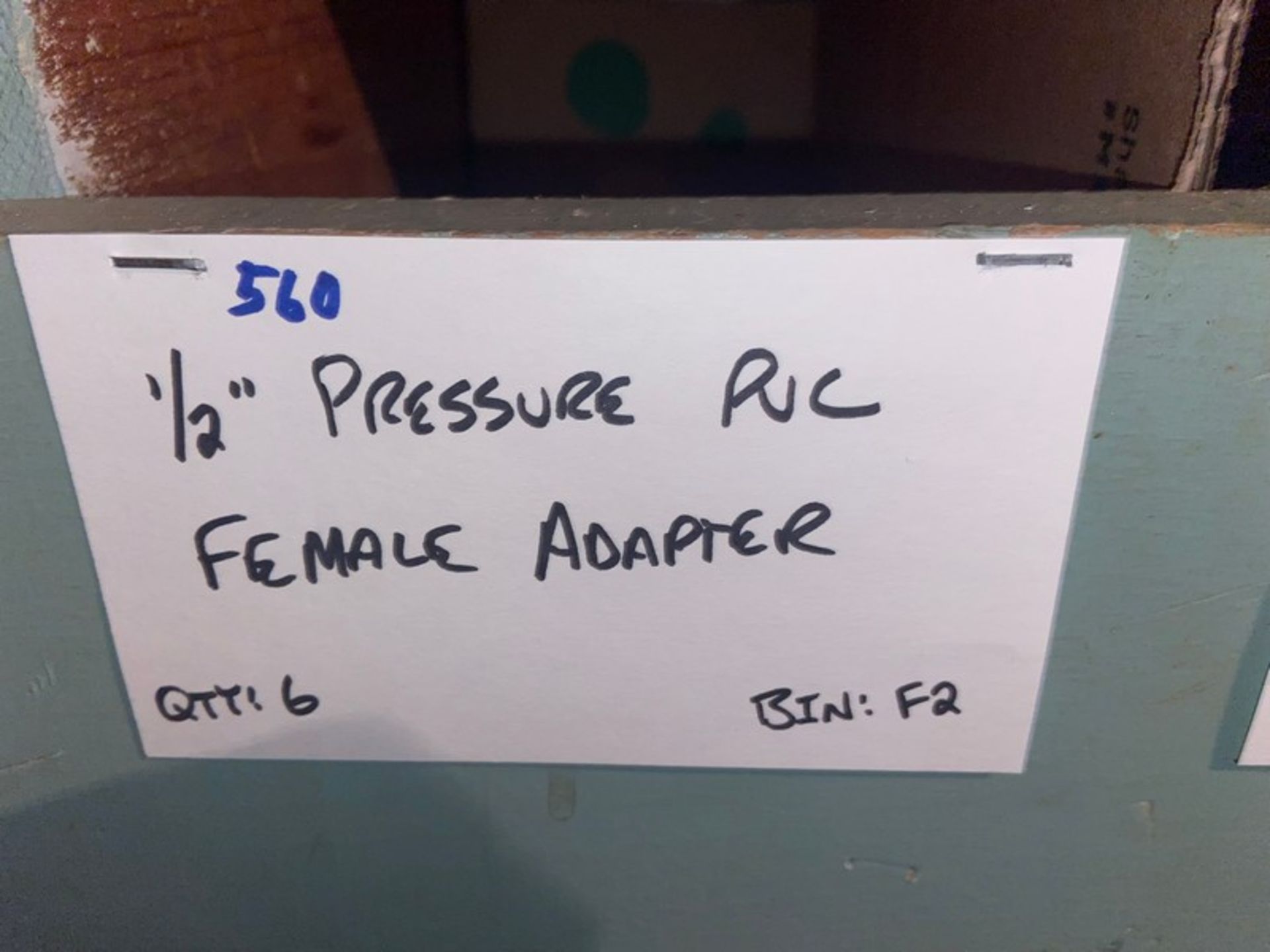 (1) 1/2" Pressure PVC Male Adapter (Bin: F2); (6) 1/2" Pressure PVC Female Adapter (LOCATED IN - Image 4 of 11