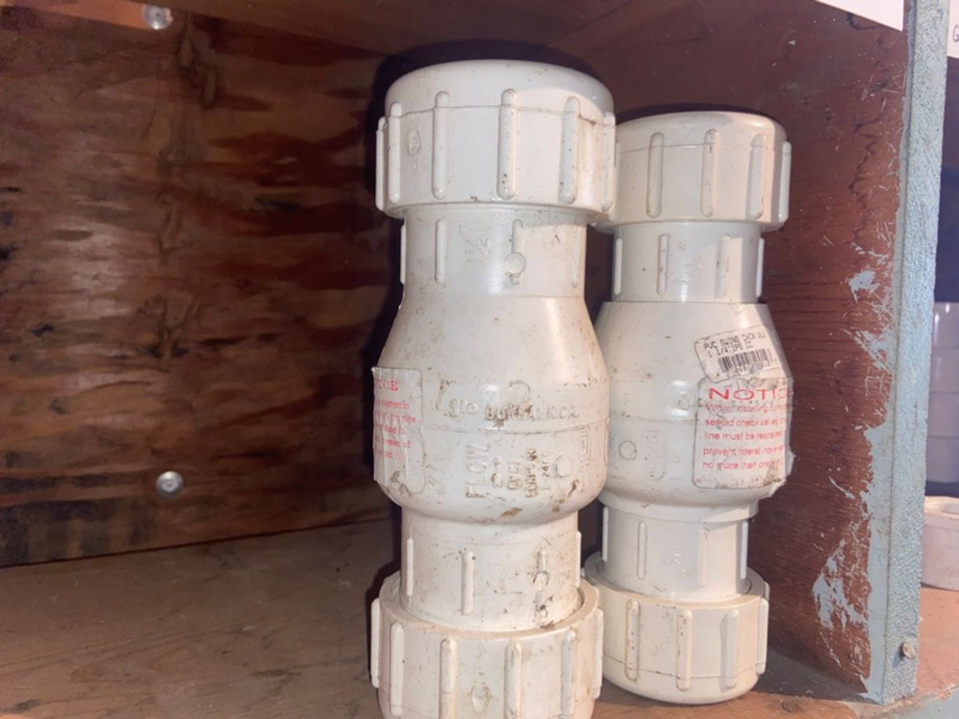 (16) 2” PVC Check Valve (Bin:E1) (2) 1-1/2” PVC Check Valves (Bin:E1) (Trailer #5) (LOCATED IN