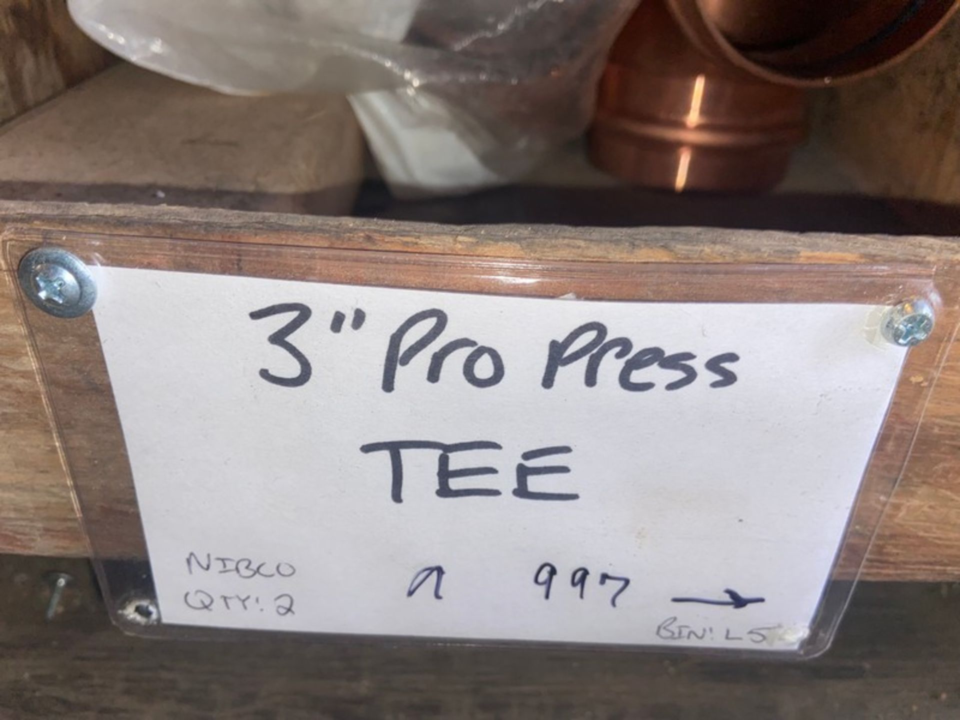 (2) 3" Pro Press Cooper Tees (Bin: L51); (1) 3" x 3" x 2" Pro Press Cooper Tee (Bin L6); (1) 3" X - Image 2 of 9