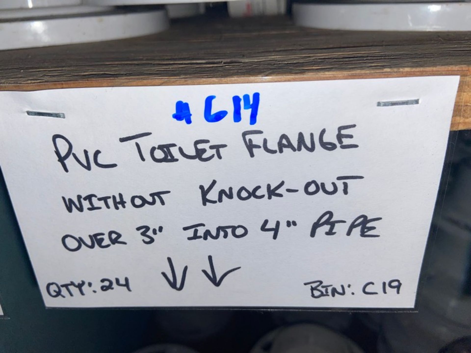 (4)Metal Ring/(3) PVC Ring PVC Toilet Flange with Knock-Out Over 3" Into 3" Pipe (Bin: C19); (7) PVC - Image 3 of 6