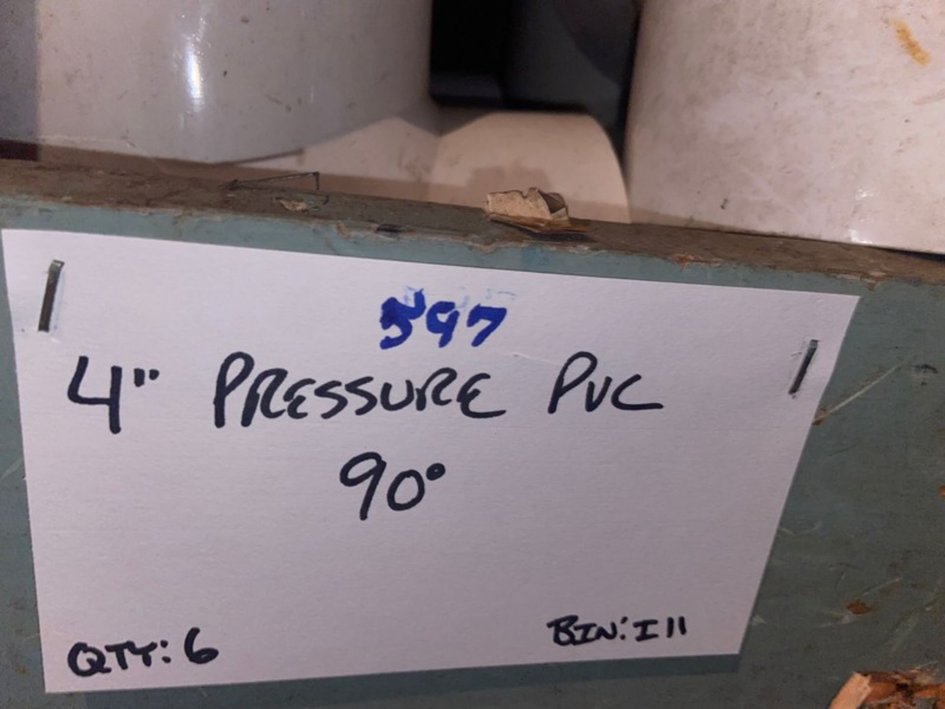 (6) 4” Pressure PVC 90’ (Bin:I11); Includes (4) 14” Pressure PVC 1 1/4” (Bin:I11)(LOCATED IN - Image 4 of 4