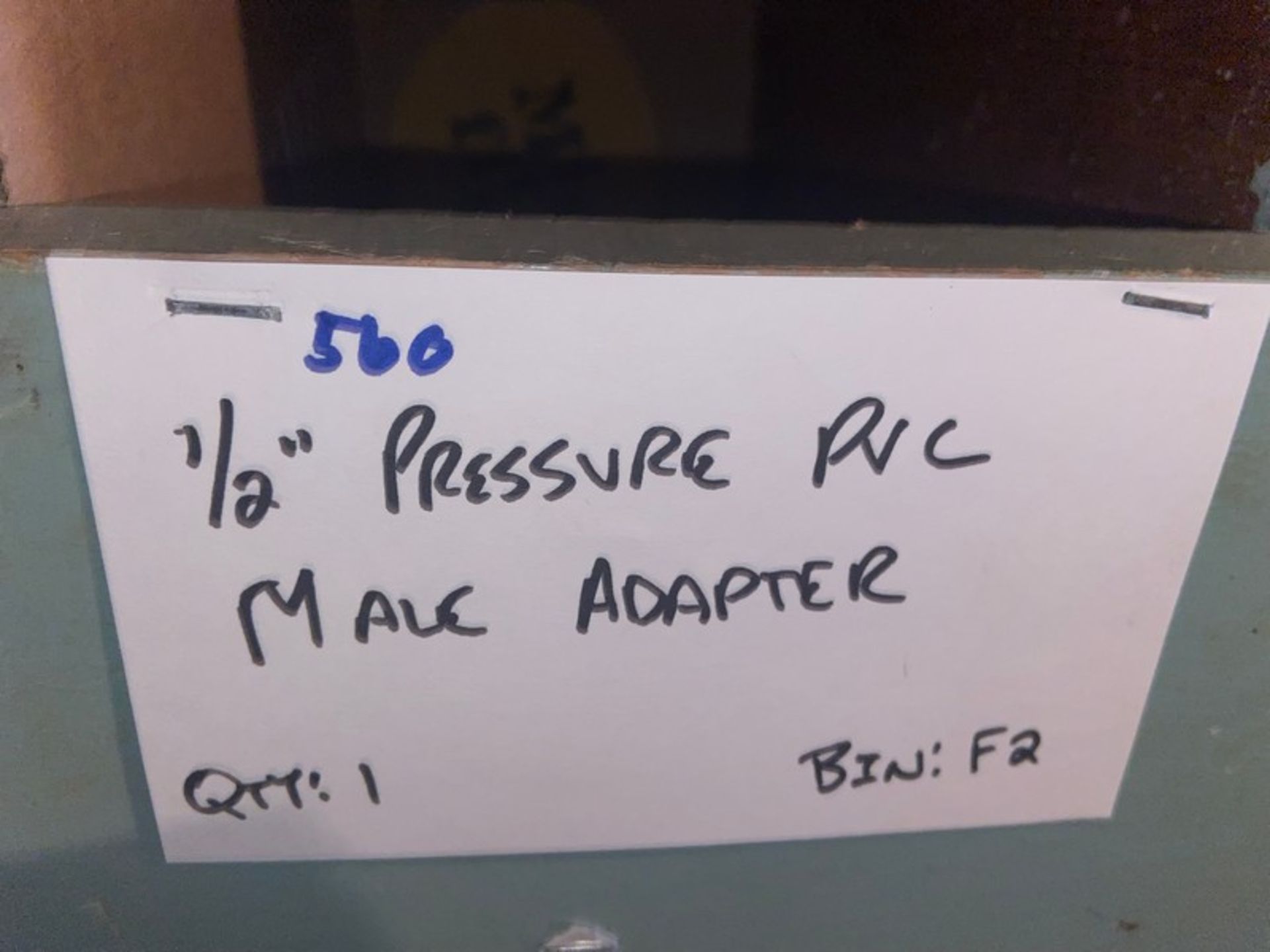 (1) 1/2" Pressure PVC Male Adapter (Bin: F2); (6) 1/2" Pressure PVC Female Adapter (LOCATED IN - Image 3 of 11
