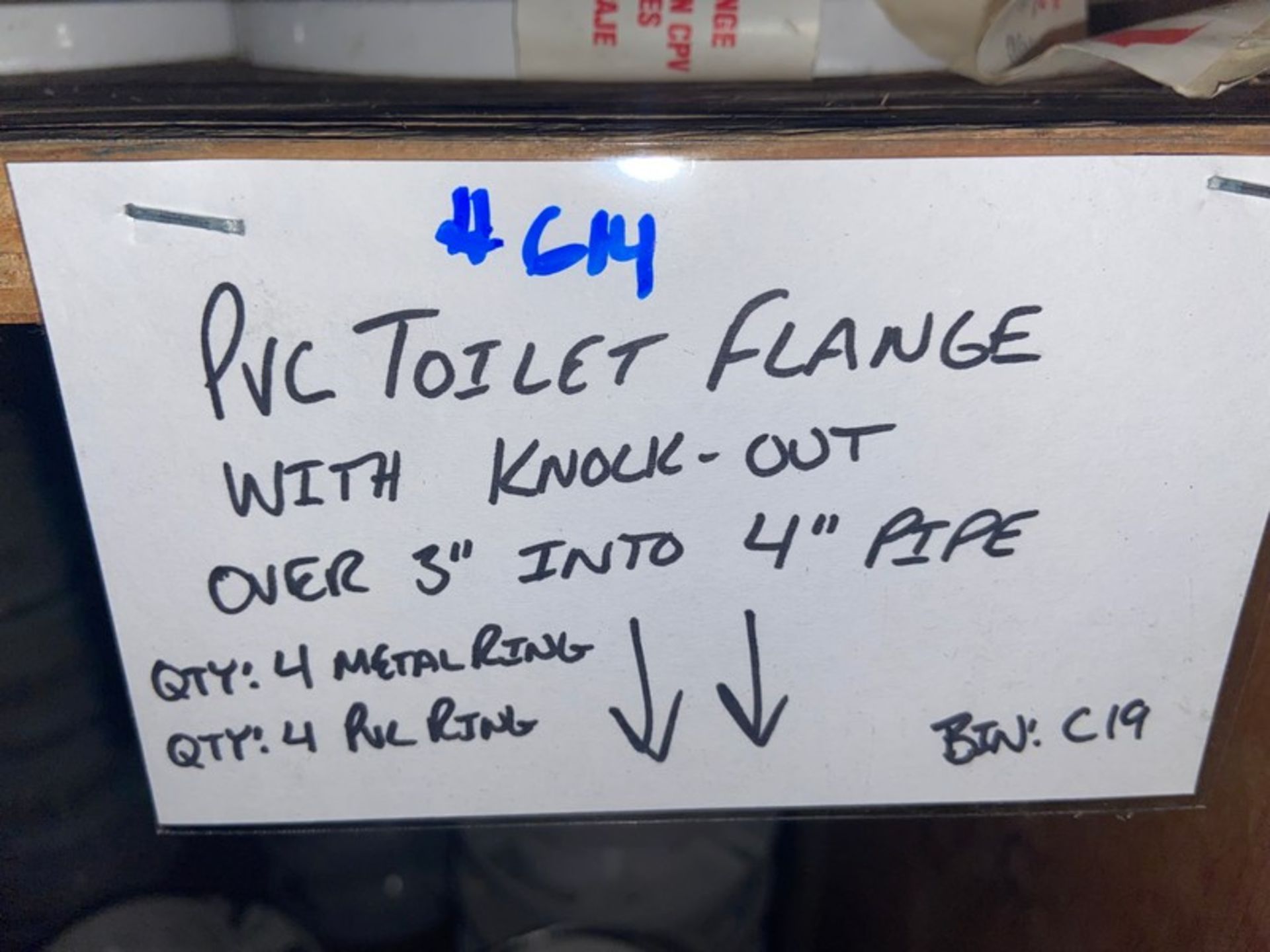 (4)Metal Ring/(3) PVC Ring PVC Toilet Flange with Knock-Out Over 3" Into 3" Pipe (Bin: C19); (7) PVC - Image 5 of 6