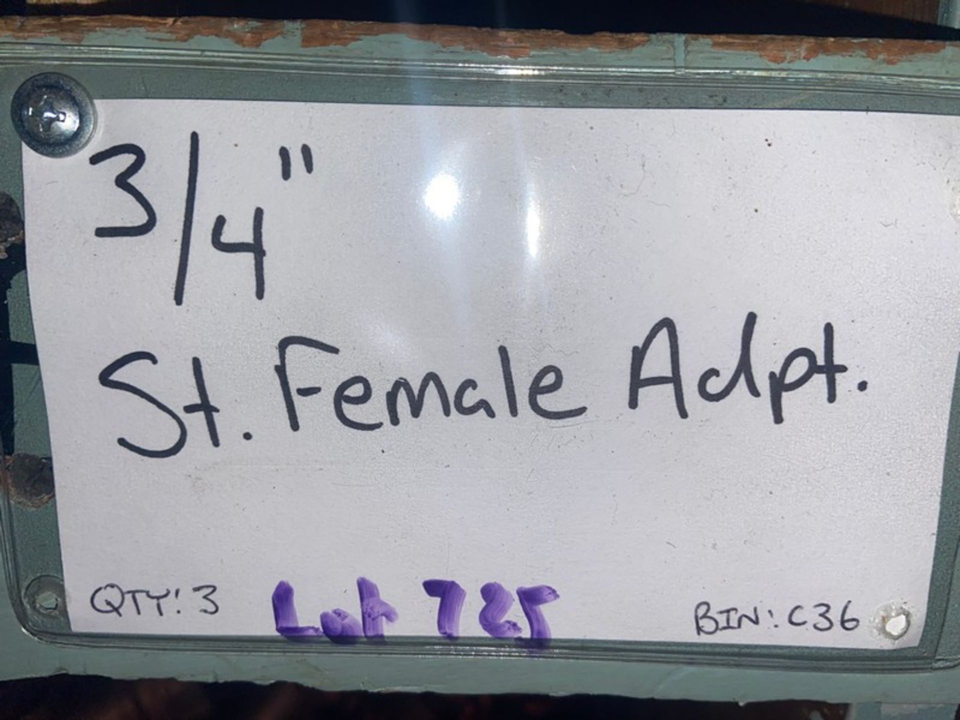 (6) 3/4” Caps (Bin:37); (3) 3/4” St Female Adapt (BinC36); (11) 3/4” Female Adapt (Bin:C35) (LOCATED - Image 5 of 6