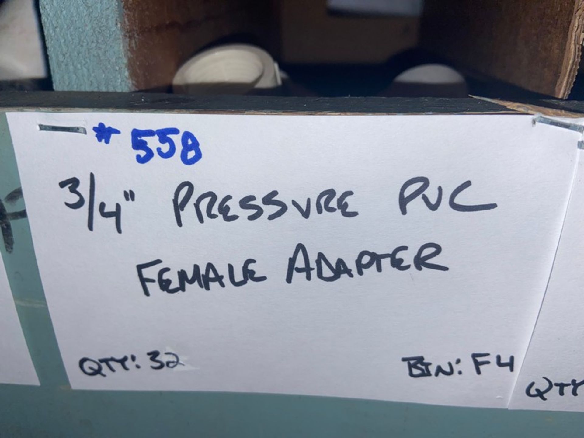 (32) 3/4” Pressure PVC Female Adapter (Bin:F4), Includes (9) 3/4” Pressure PVC Male Adapter (Bin: - Image 9 of 20
