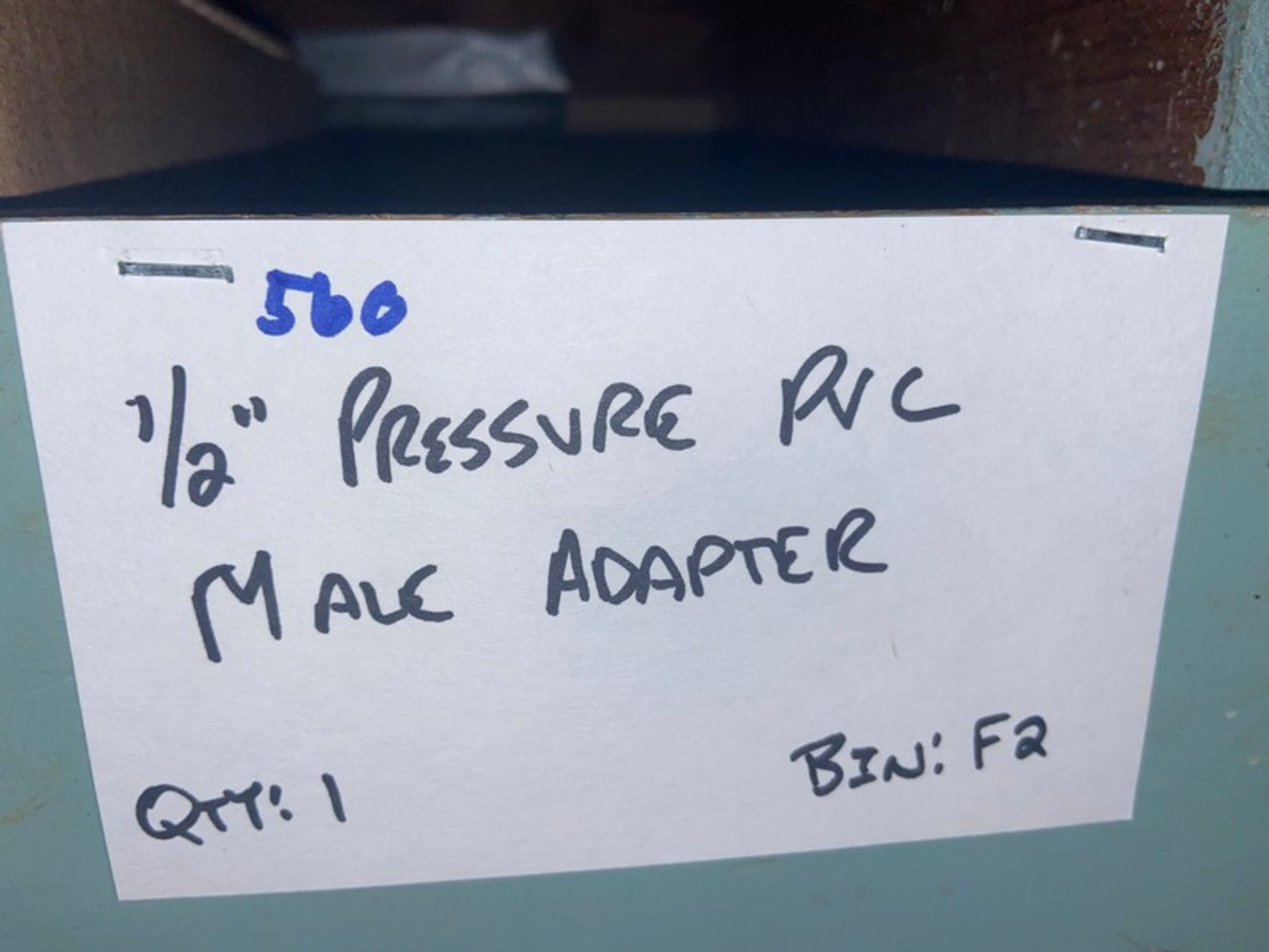 (1) 1/2" Pressure PVC Male Adapter (Bin: F2); (6) 1/2" Pressure PVC Female Adapter (LOCATED IN - Image 7 of 11