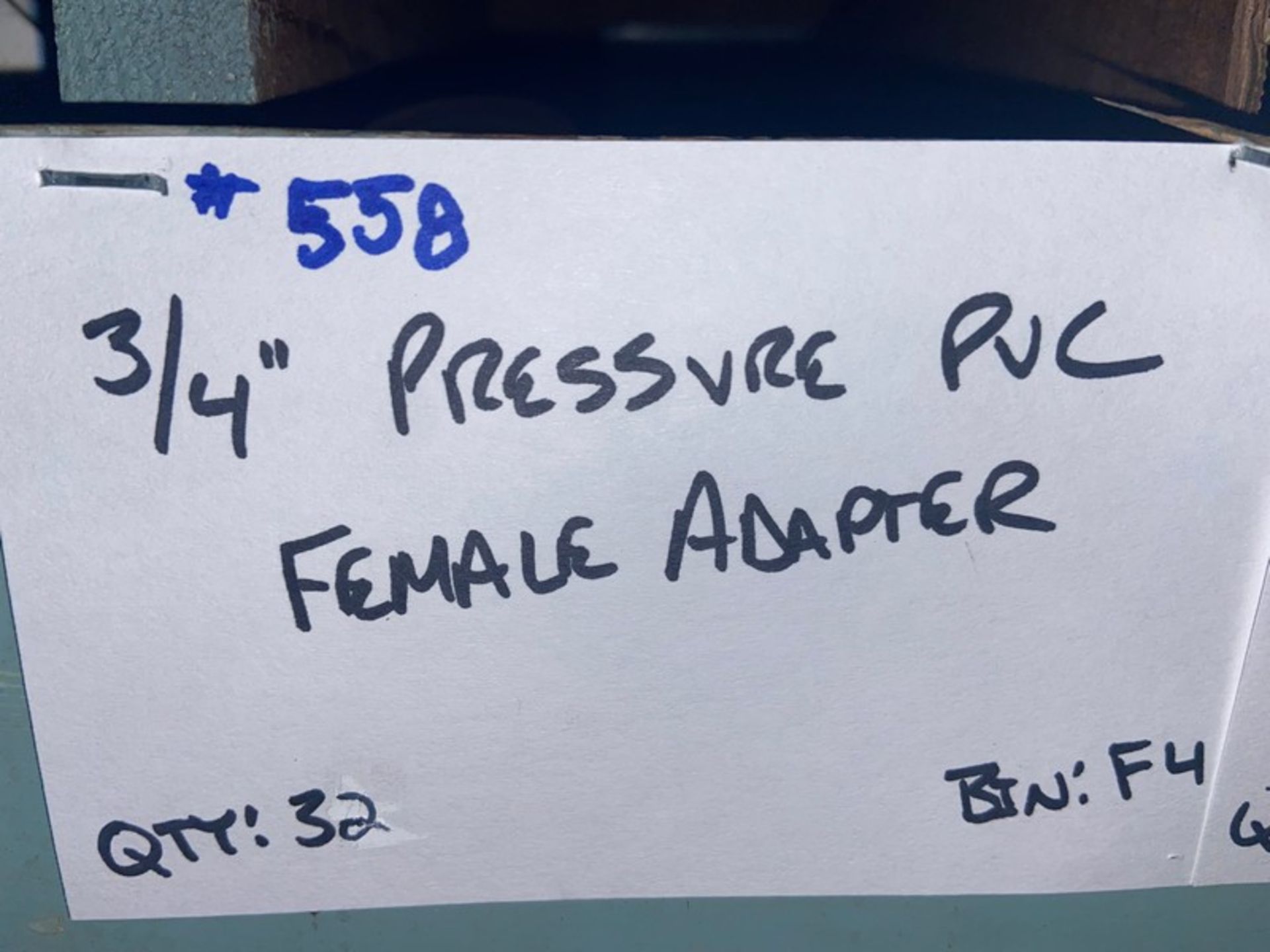 (32) 3/4” Pressure PVC Female Adapter (Bin:F4), Includes (9) 3/4” Pressure PVC Male Adapter (Bin: - Image 3 of 20