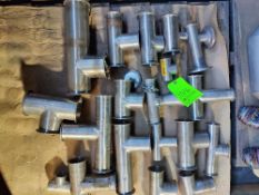 Qty (1) Lot- various sanitary stainless Tees- 2 inch- 4 inch