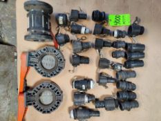 Qty (1) Multiple PVC cam locks; barb fittings - 2 inch -3 inch--- Hayward butterfly valves; 6