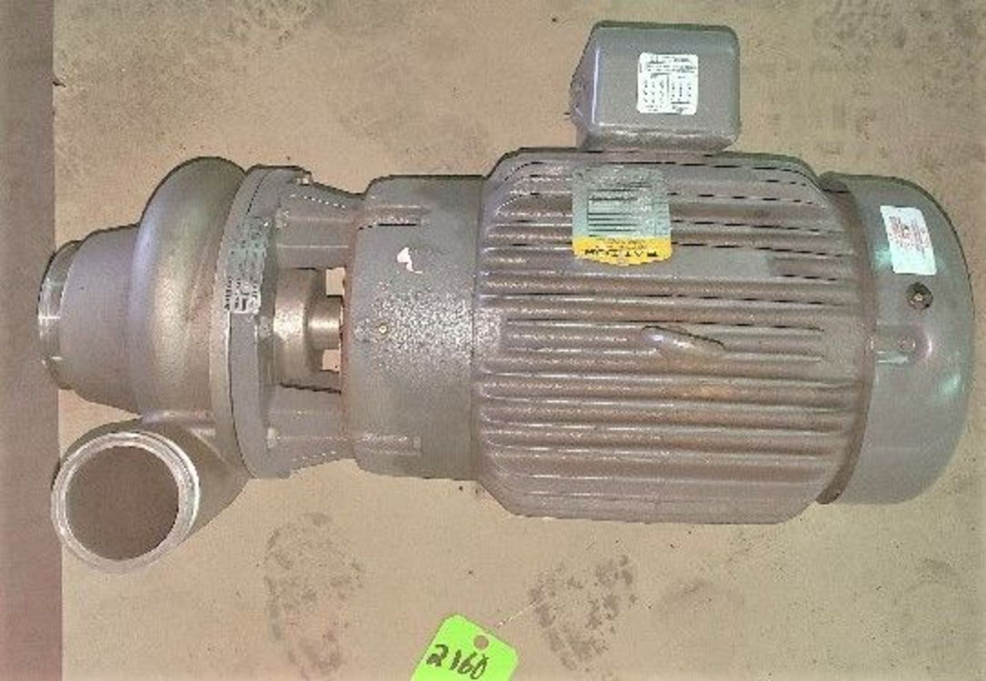 Qty (1) Sanitary Centrifugal Pump - 7 1/2 hp - 3450 rpm - 3 phase - 2 inch inlet - 1 1/2 inch outlet