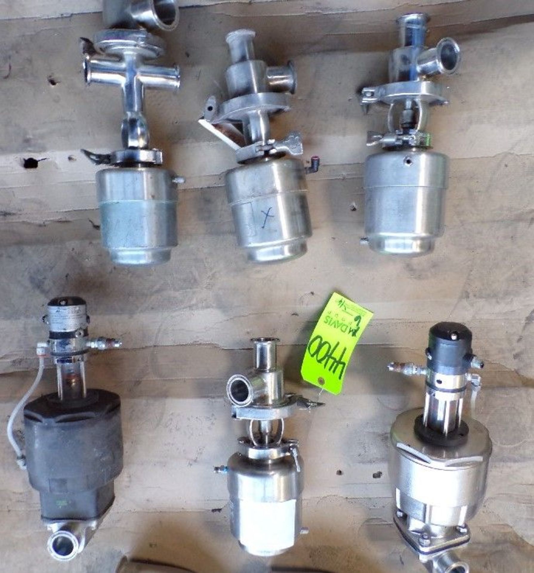 Qty (6) 1 1/2 inch sanitary plunger valves