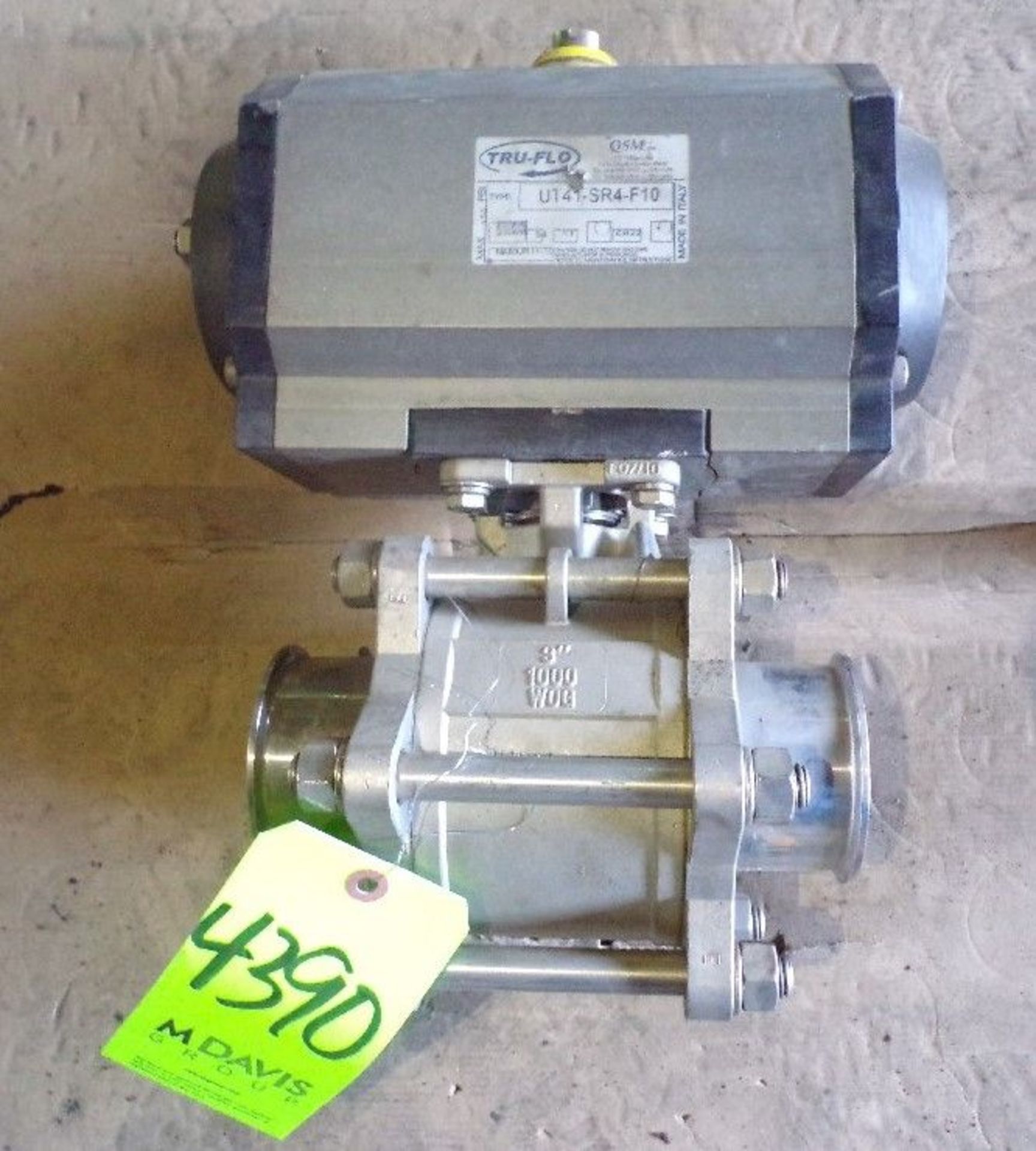 Qty (1) Tru-Flo Type UT41-SR4-F10 Heavy Duty 3 inch sanitary modulating ball valve