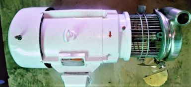 Qty (1) TriClover Model P2G033748 Sanitary Centrifugal Pump - 20 hp - 3750 rpm - 3 phase - 230/