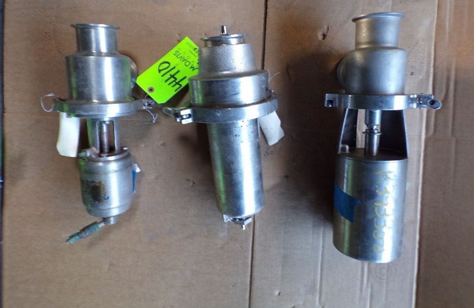 Qty (3) 3 inch sanitary plunger valves