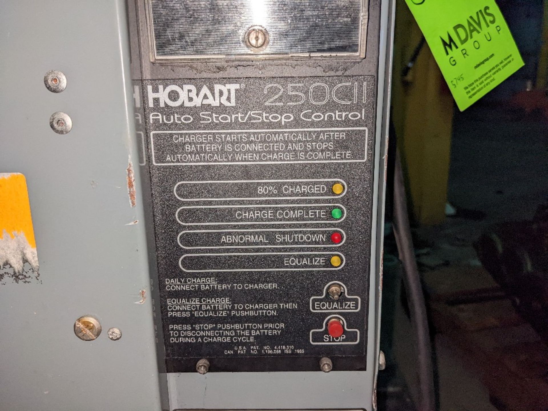 Hobart 250 C11 Battery Charger  - Serial Number: 498DEKA3730  - Model: 123C-750  - Type: LA  - #Of - Image 3 of 4