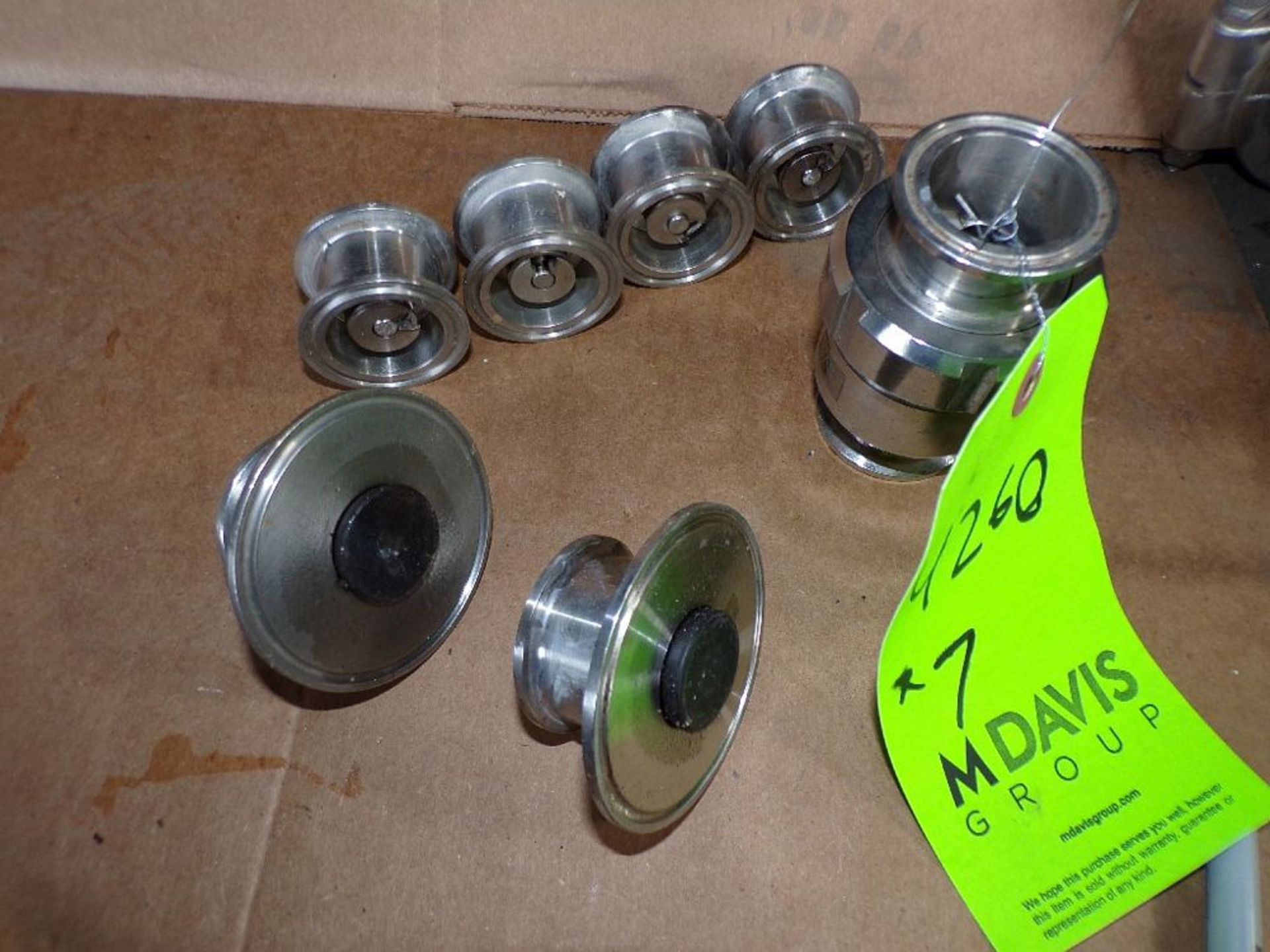 Qty (7) All Stainless steel 1 1/2 inch Sanitary Check Valves (multiple styles) - Image 2 of 2