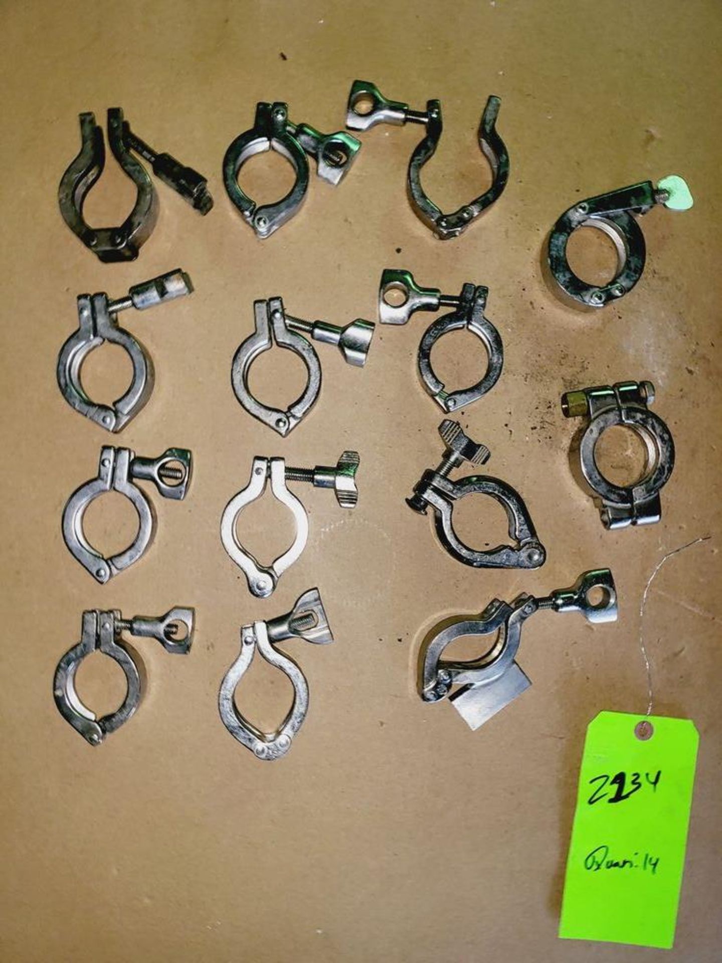 Qty (14) 1 1/2 inch Sanitary Clamps