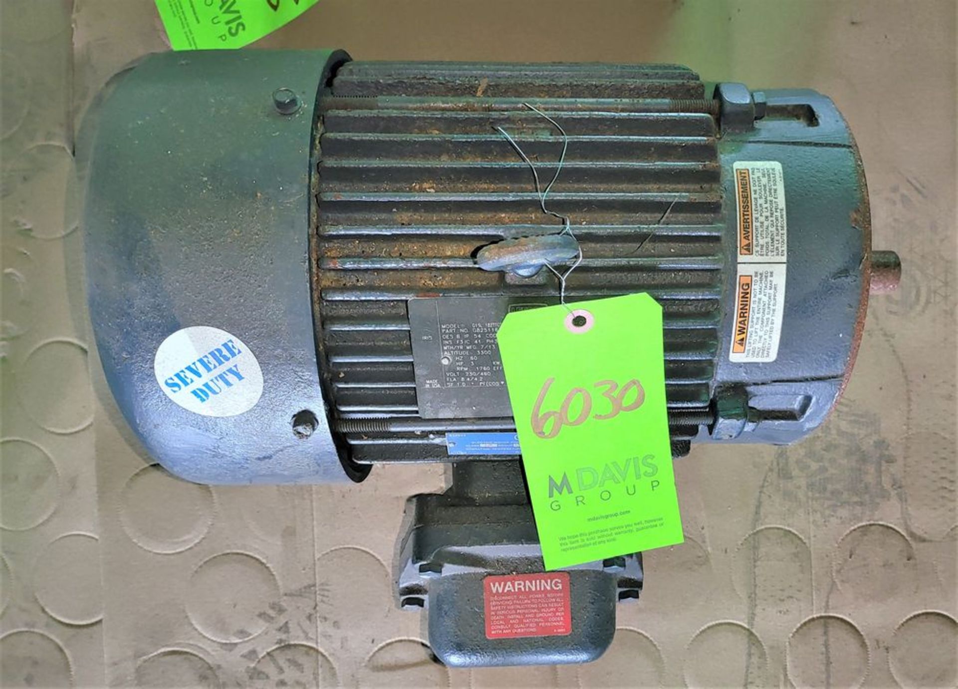 Qty (1) XP Leeson 182TC - 3 phase - 3 hp - 230/460 - 1760 rpm | 2 hp 190/380 - 1470 rpm