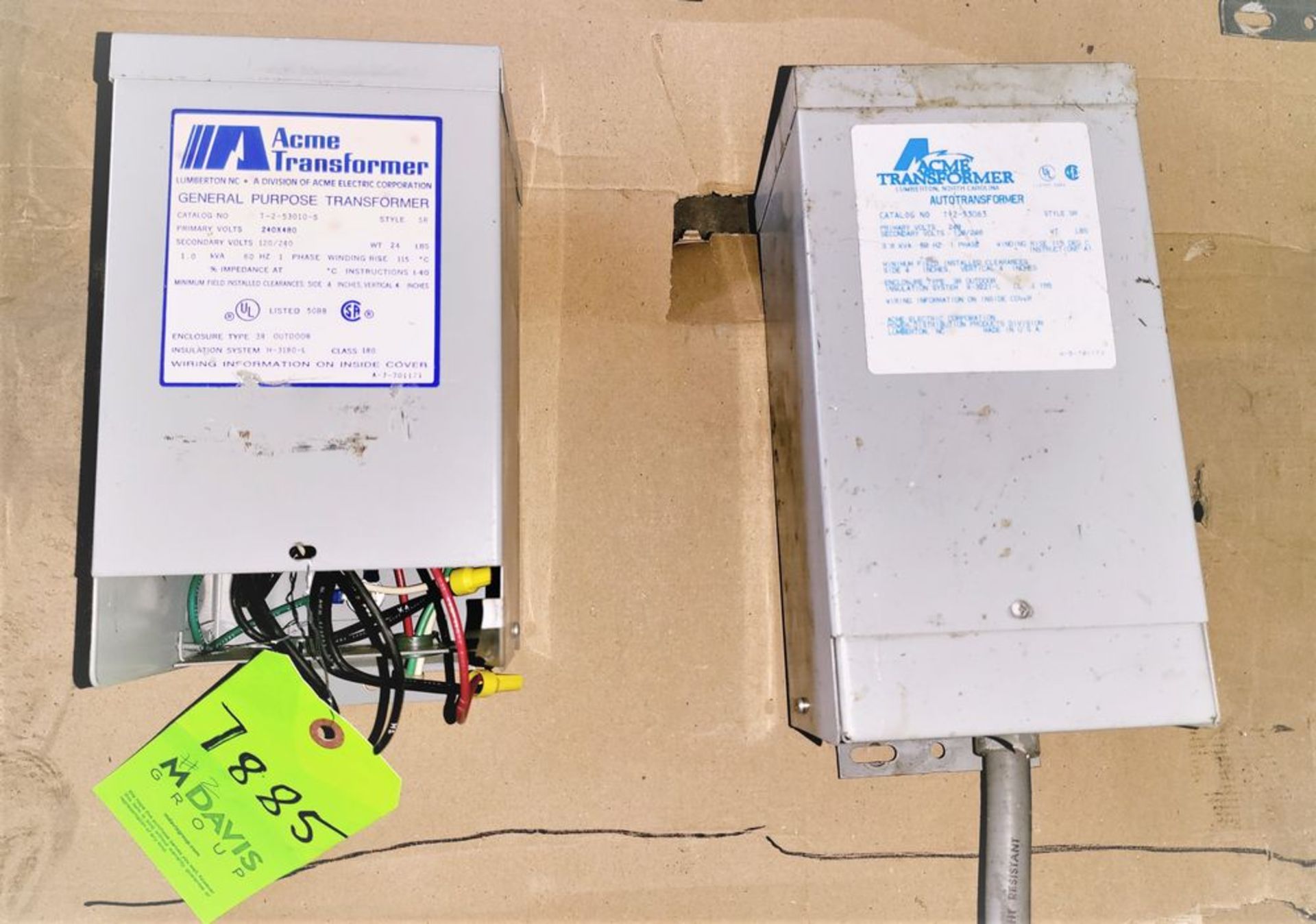 Qty (2) Acme 3 Phase Transformer -Input 240/480V-Ouput 120/240V