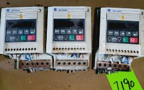 Qty (3) Allen Bradley Preset Speed IP20 VFD - 1 hp - 380-460 volt