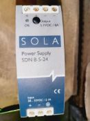 Qty (1) Sola DC Power Supply Model SDN 8-5-24 - 20-32 volt DC Input - 5 Volt DC 8 amp output