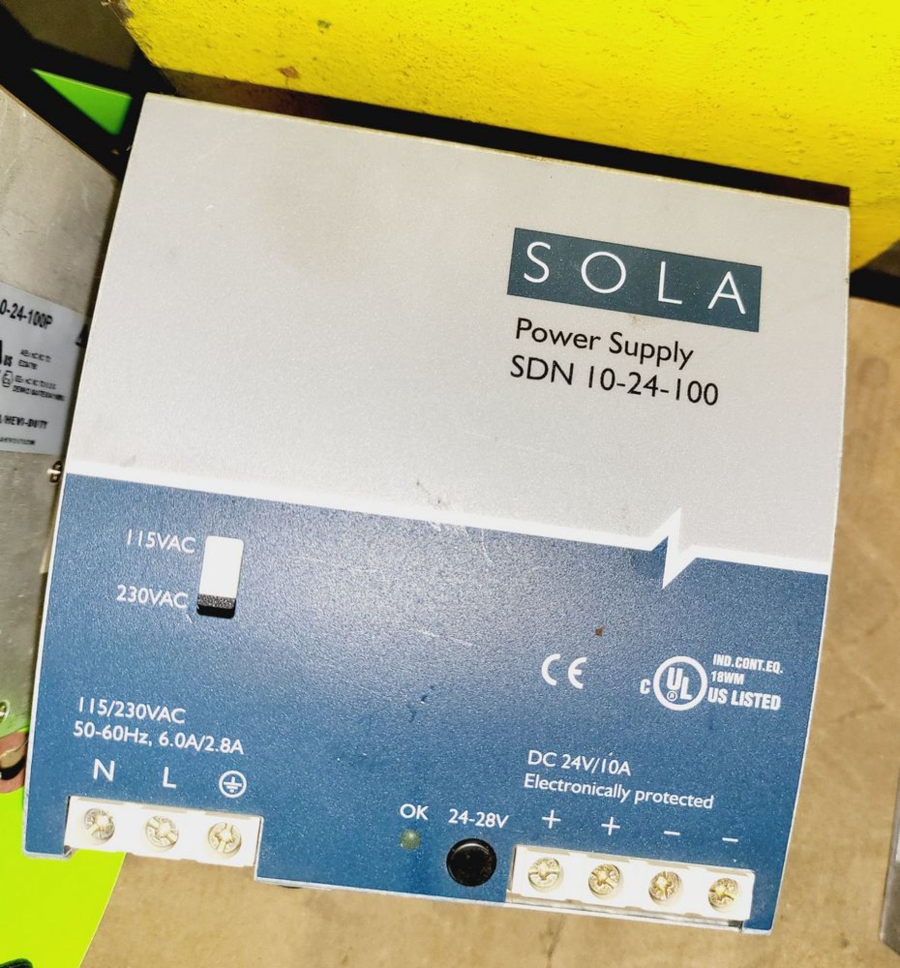 Qty (1) Sola DC Power Supply Model SDN 10-24-100 - 115/230 volt Input - 24 Volt DC 10 amp output