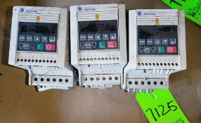 Qty (3) Allen Bradley Analogue Signal Follow IP20 VFD - 3 hp - 380-460 volt