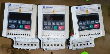 Qty (3) Allen Bradley Analogue Signal Follow IP20 VFD - 3 hp - 380-460 volt