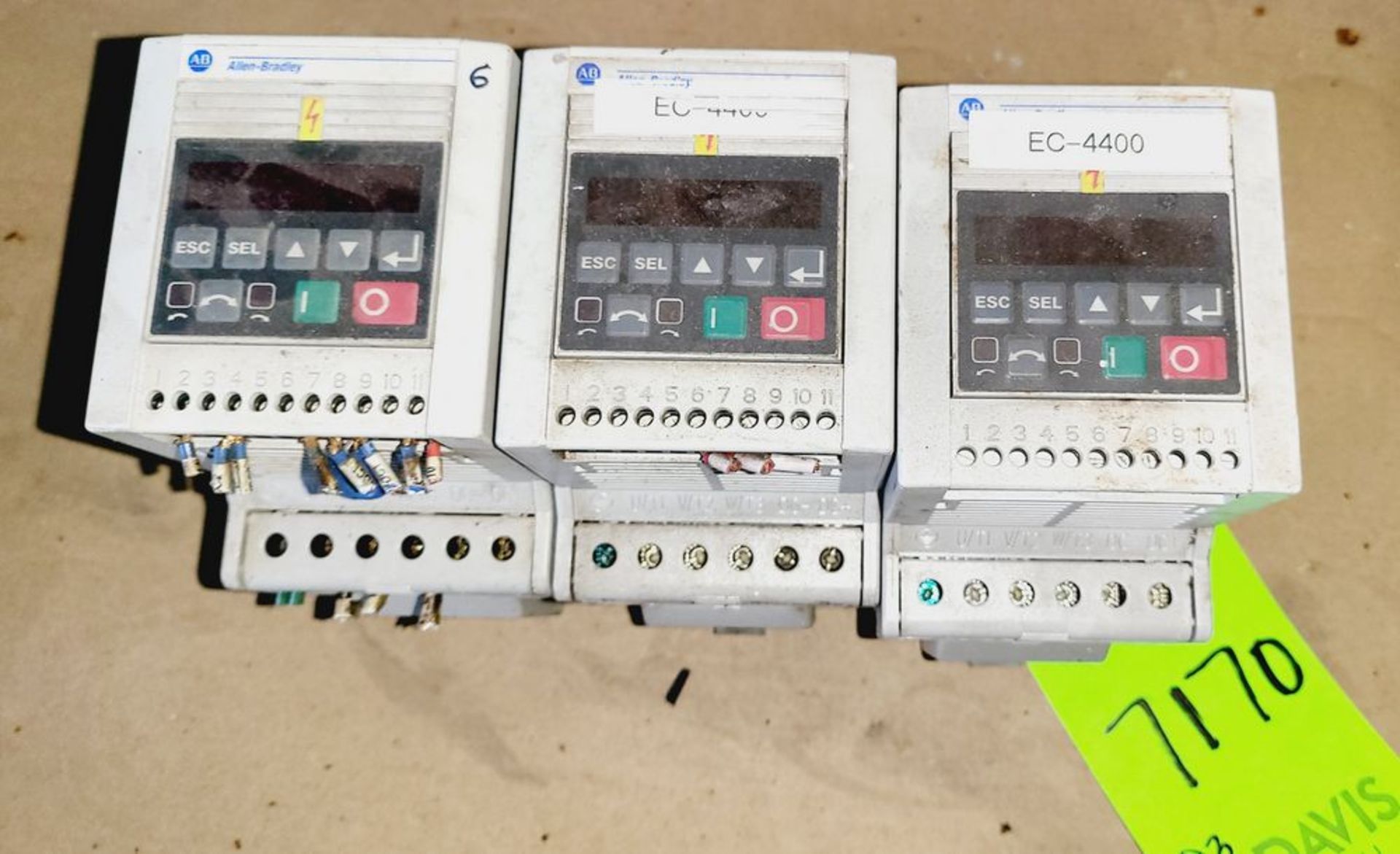 Qty (3) Allen Bradley Preset Speed IP20 VFD - 2 hp - 380-460 volt