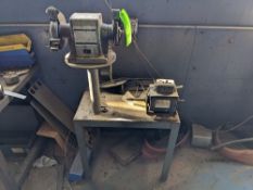 1/2 Horsepower Bench Grinder - Mounted on a Heavy Duty Steel Table - w/ 1/4hp Rotary Buffer ­ 6”
