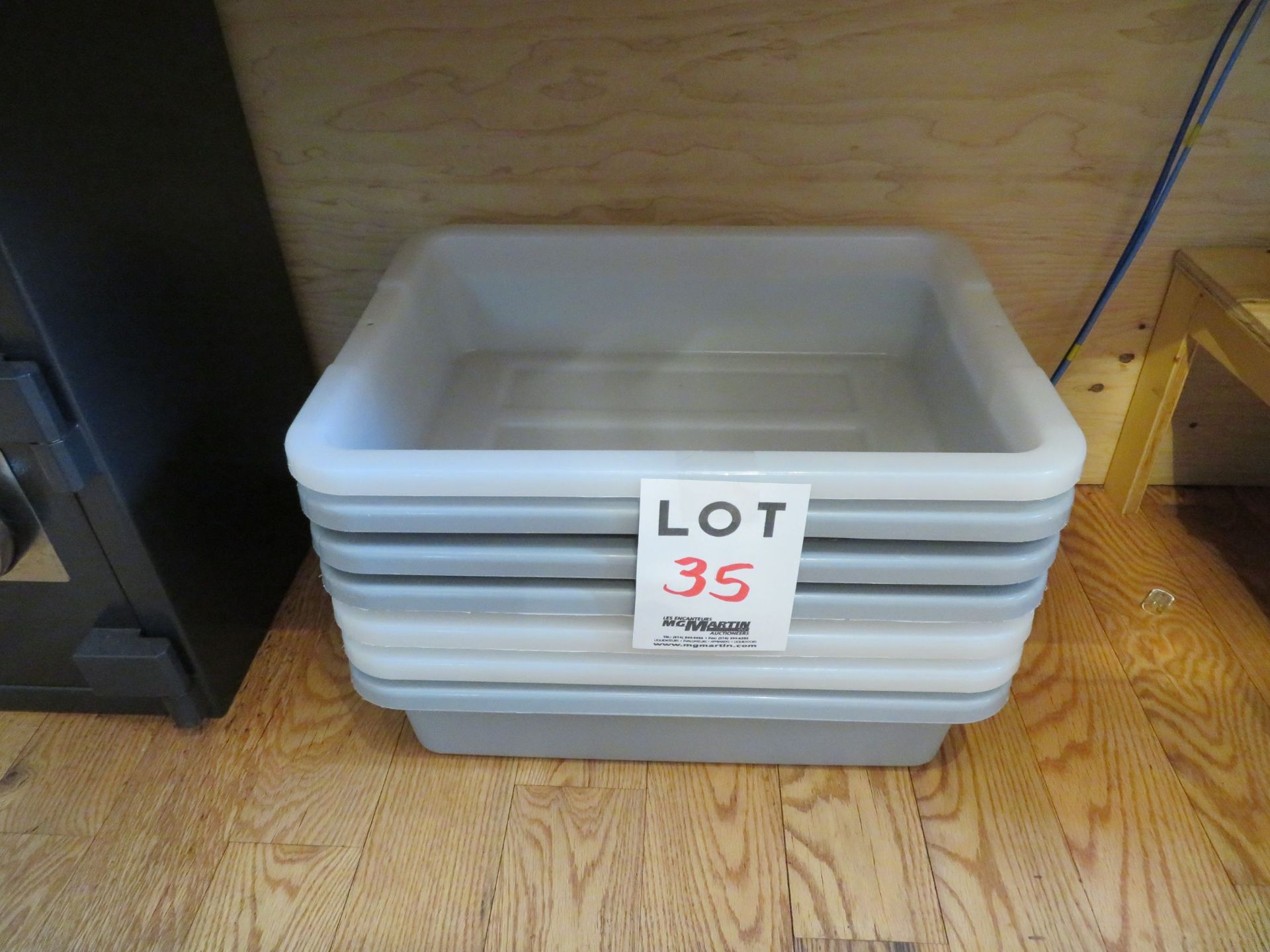 LOT including plastic bins approx. 15" x 20" (qty 7)