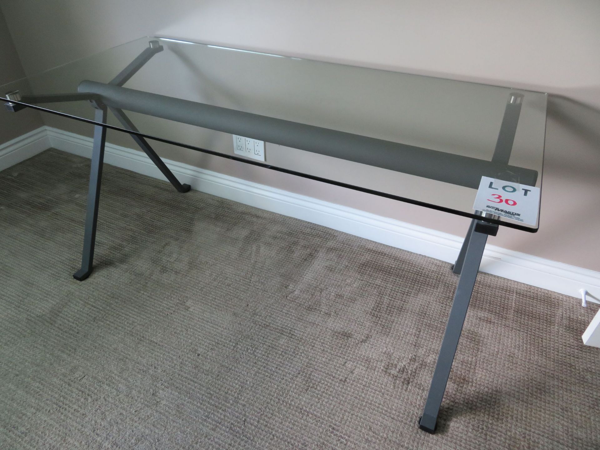 Desk with glass top approx. 60"w x 28"d x 29"h