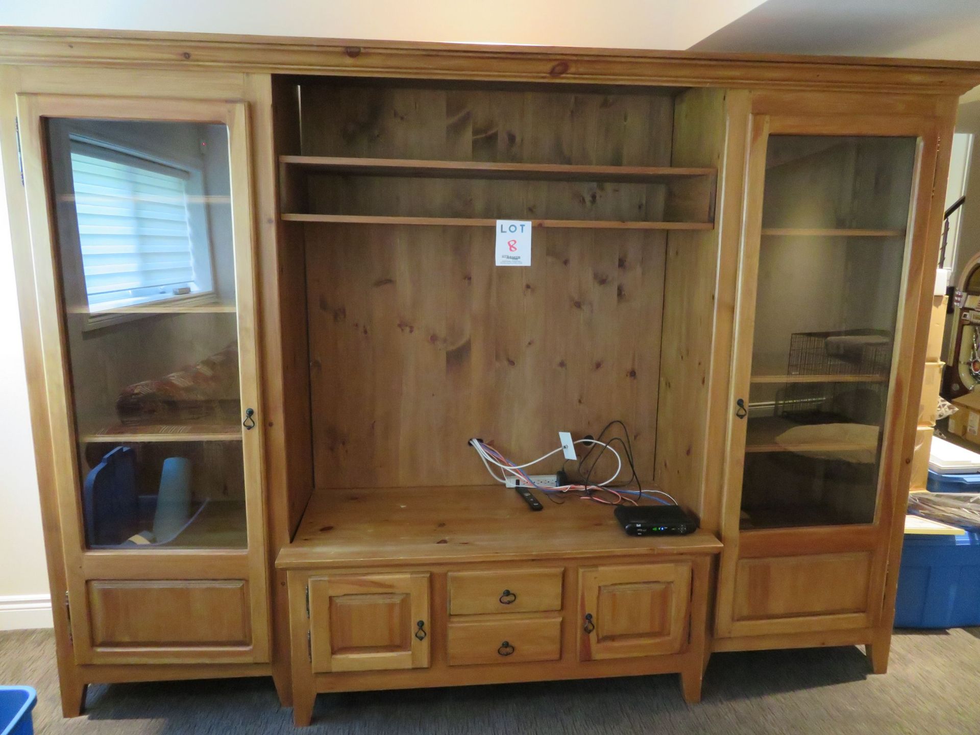 LOT including (1) decorative wood wall unit approx. 114"w x 21"d x 84"h / (2) units 30"w with