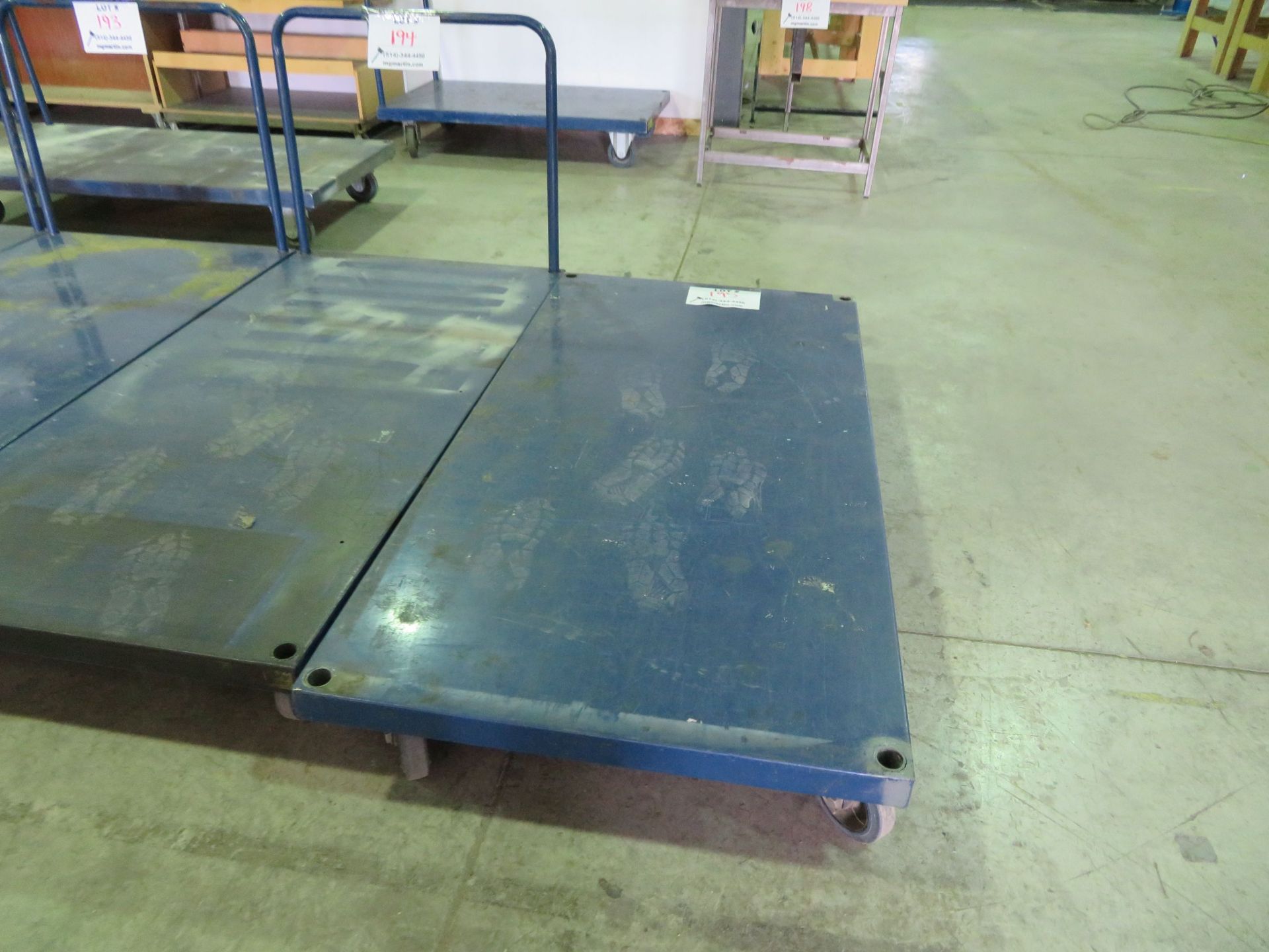 LOT including metal platform truck on wheels approx. 36"" x 72""- NO HANDLE