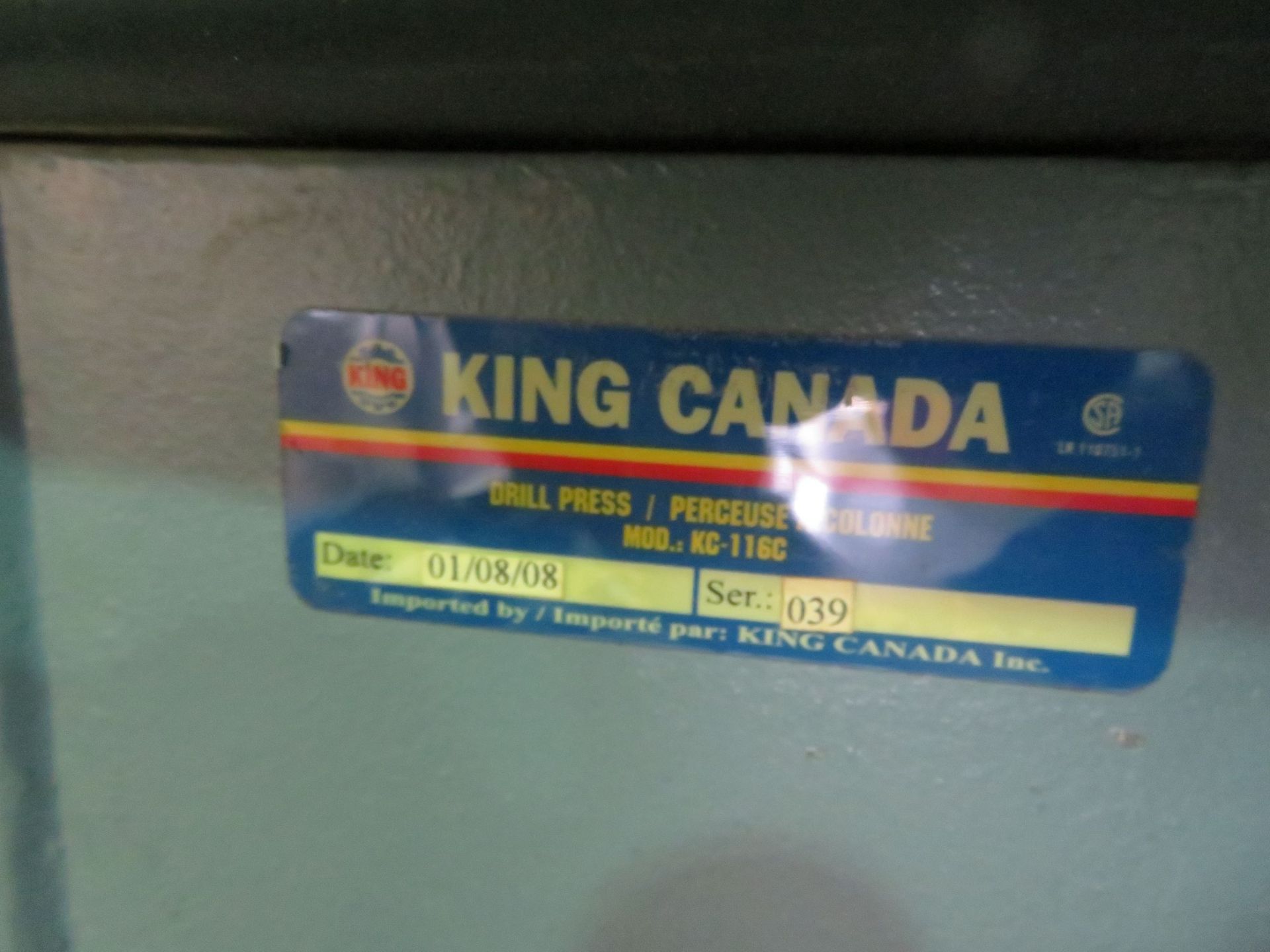 KING CANADA drill press Mod: KC-116C - Image 3 of 3