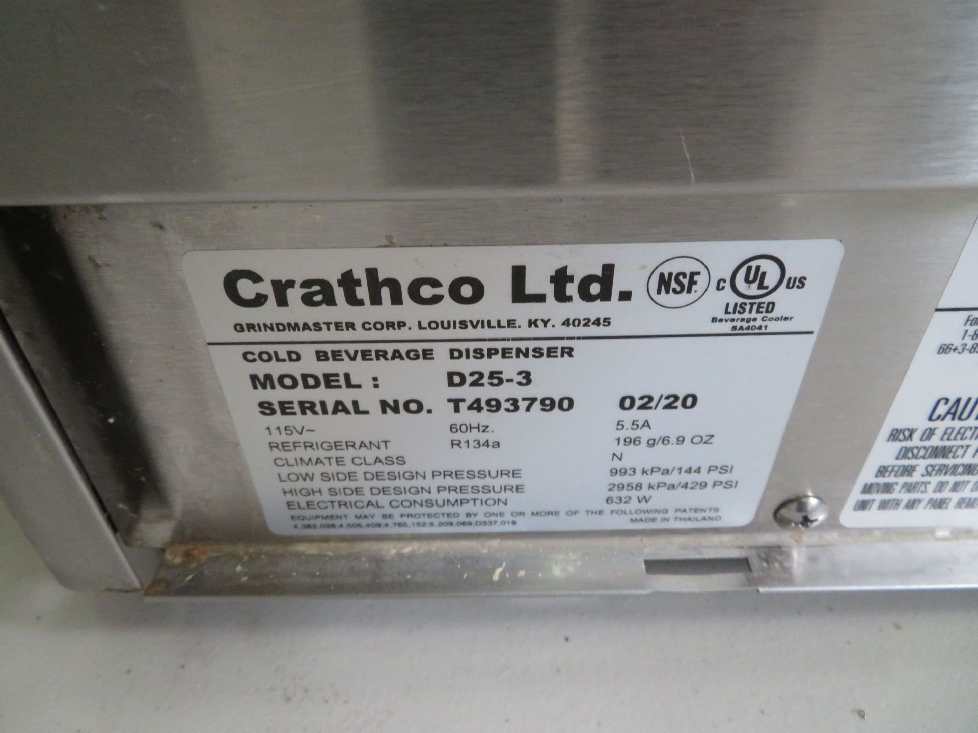 CRATHO double juice dispenser, Mod: D25-3 (PURCHASED NEW $2,000.00) - Image 2 of 2