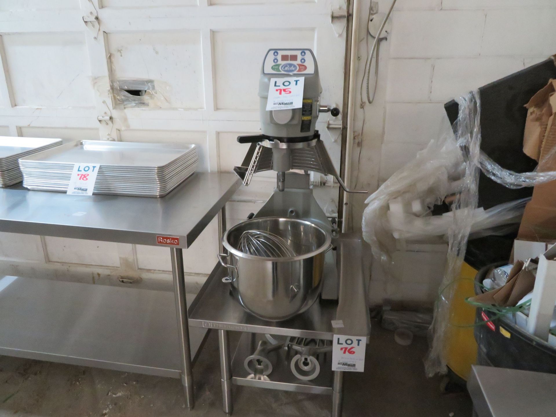 LOT including GLOBE mixer, 20 QT, Mod: SPC20, comes with accessories (PURCHASED NEW $3,200.00) in