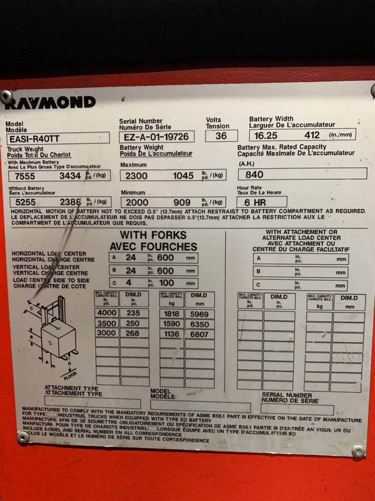 Raymond EASI-R40TT Electric Stand up Forklift - Image 5 of 5