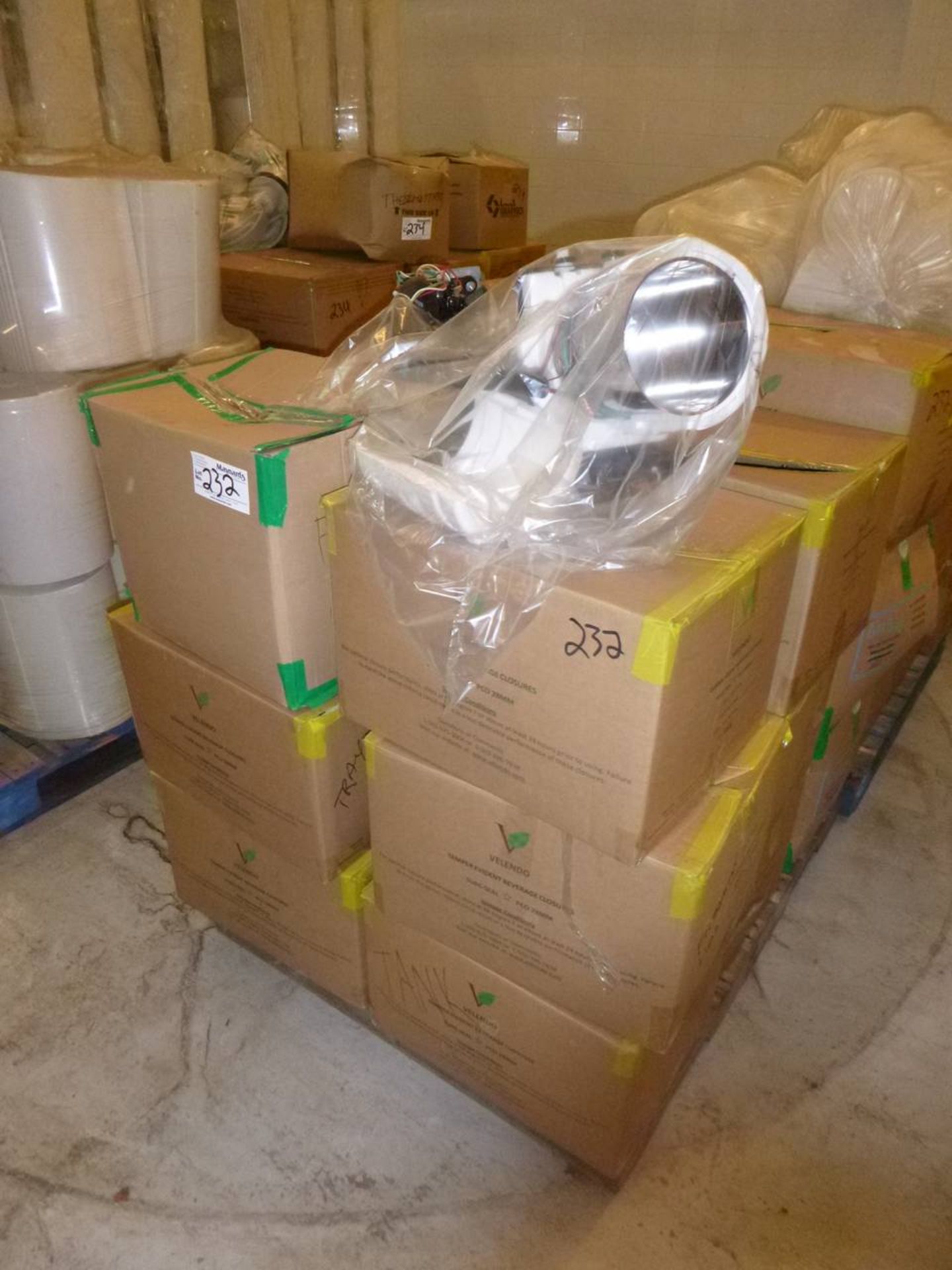Pallet of cooler filters, lids and parts