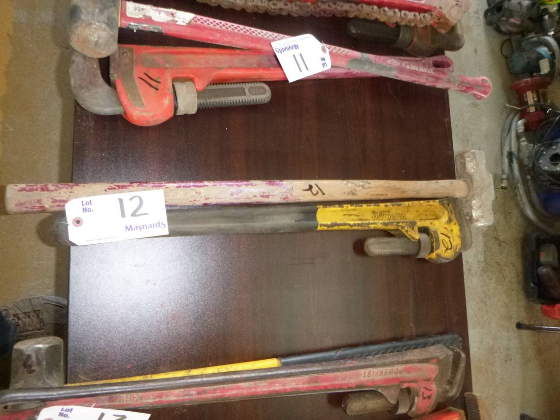 36" pipe wrench with sledge hammer