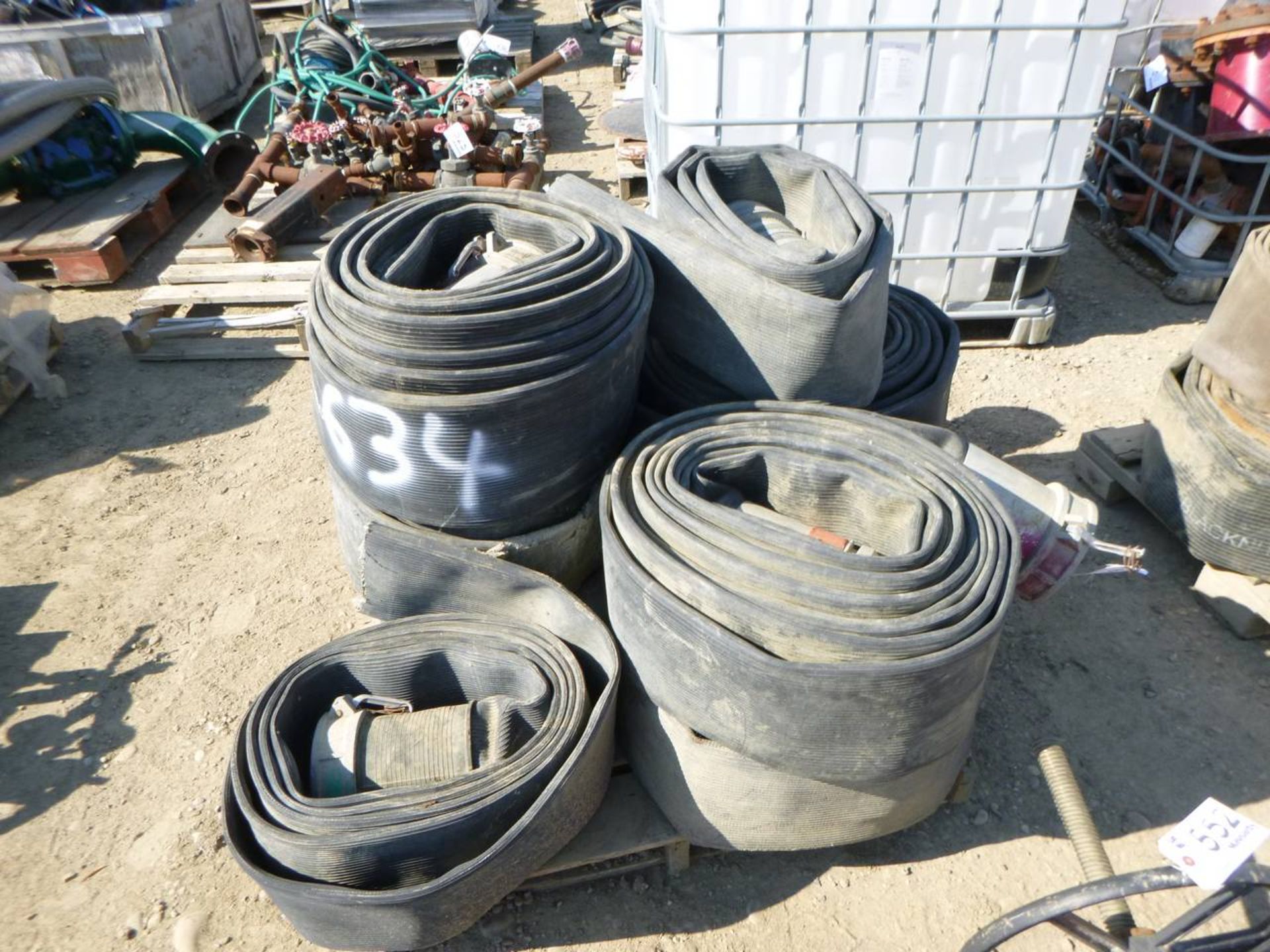 Lot of 6" lay flat hose with fittings
