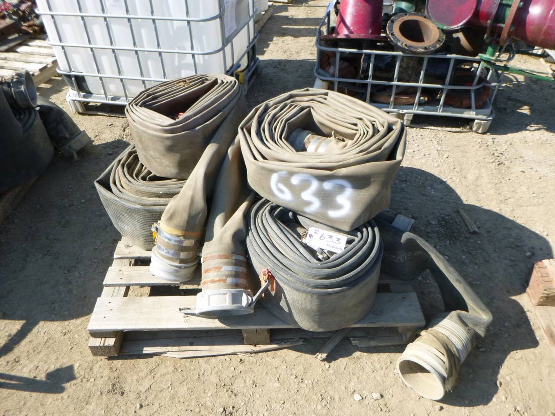 Lot of 6" lay flat hose with fittings
