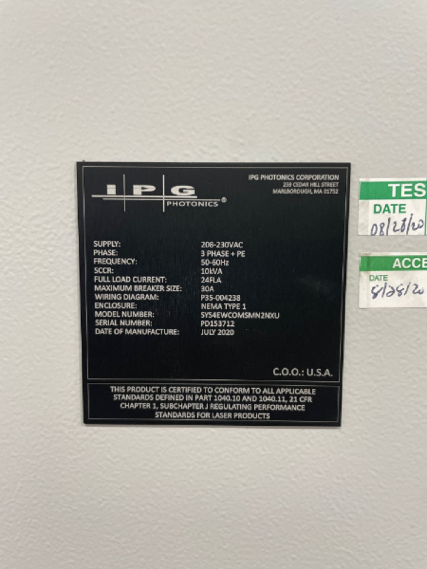 IPG YLR-3000/5000-20-HPP Photonics Fiber Laser *High Bid Subject to Confirmation by Secure Lender* - Image 12 of 13