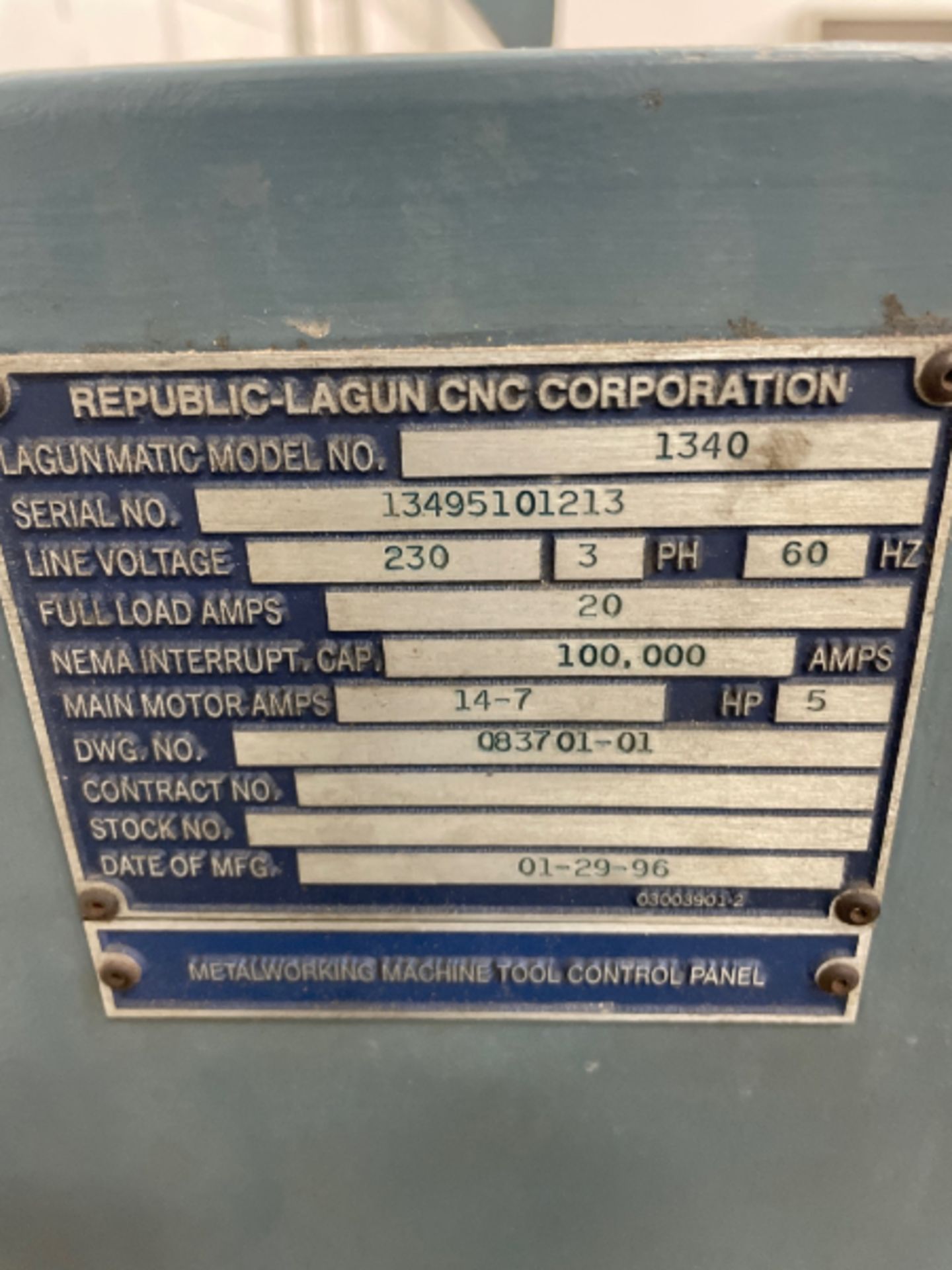 Lagunmatic 1340 CNC Lathe, Dynapath Delta CNC Control, 8”Chuck & 8” 4 Chucks, New 1996 - Image 6 of 6